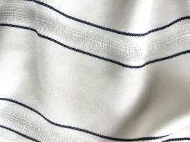 High-End Variegated Weave Midnight Blues Striped Viscose Blend (Made in Italy)