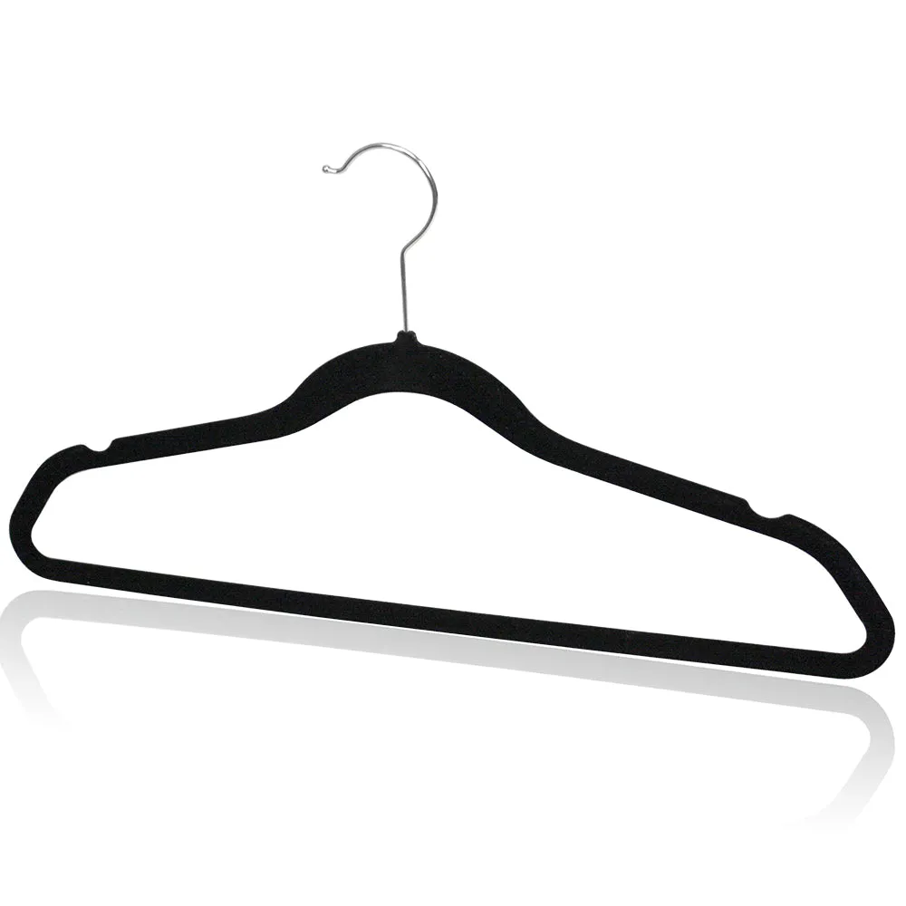 Home Basics 10-Pack Non-Slip Velvet Hangers, Black, 17.8x5x9.5 Inches