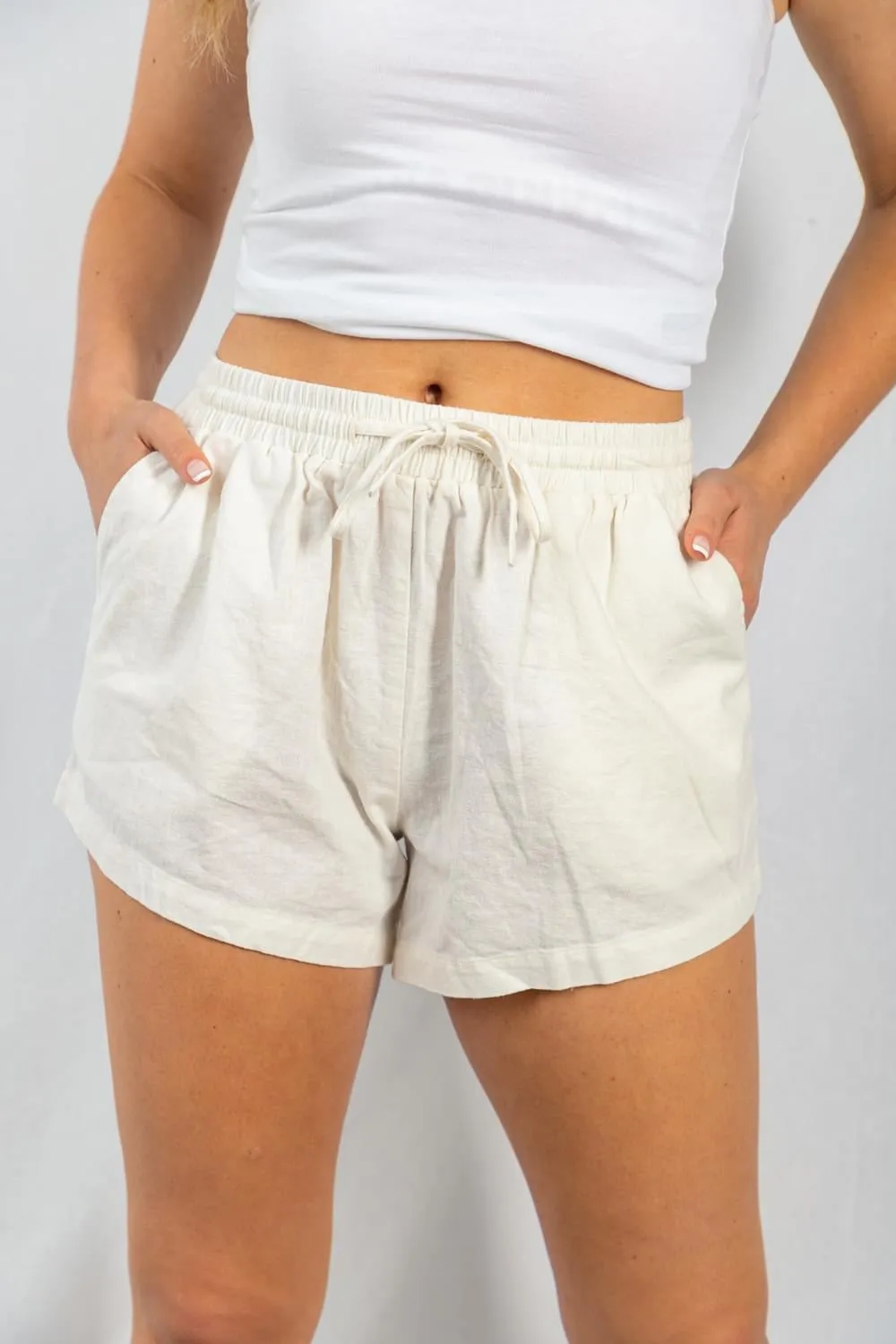Ivory Linen Shorts