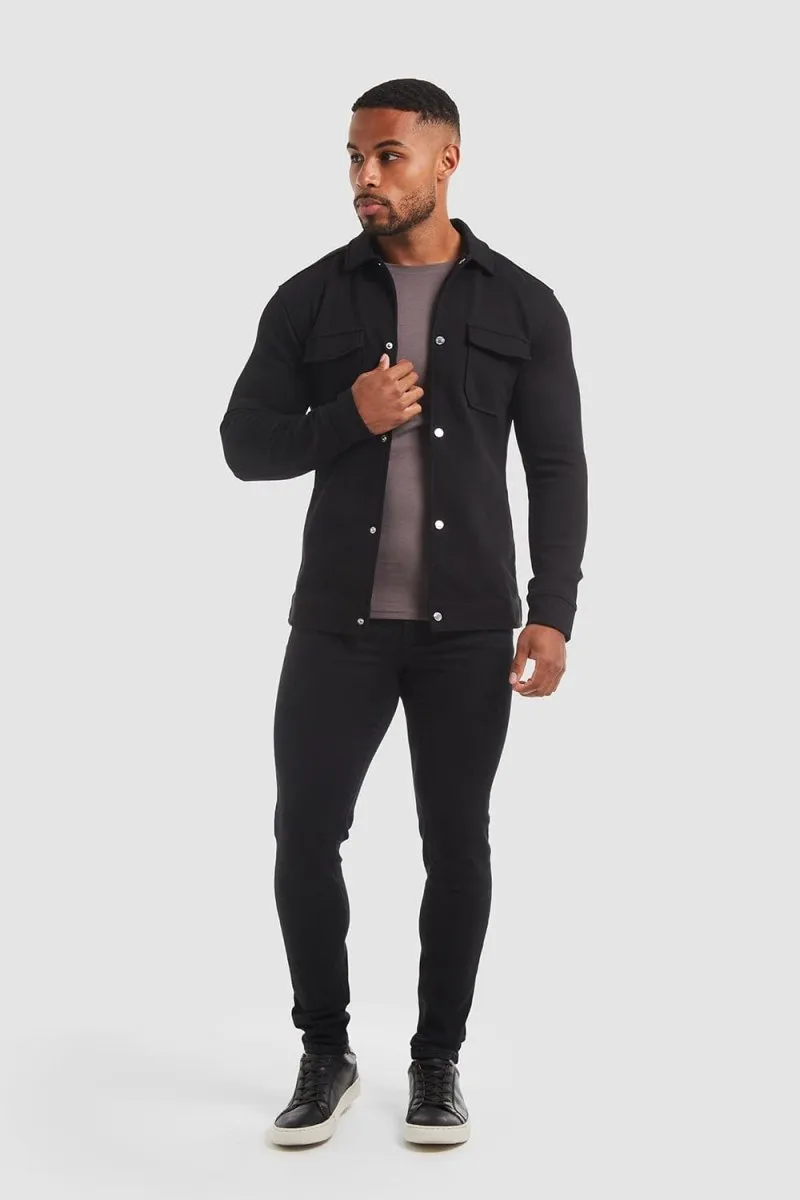 Jersey Shacket in Black