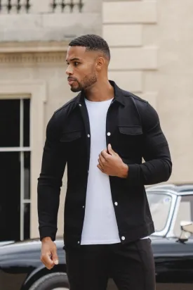Jersey Shacket in Black