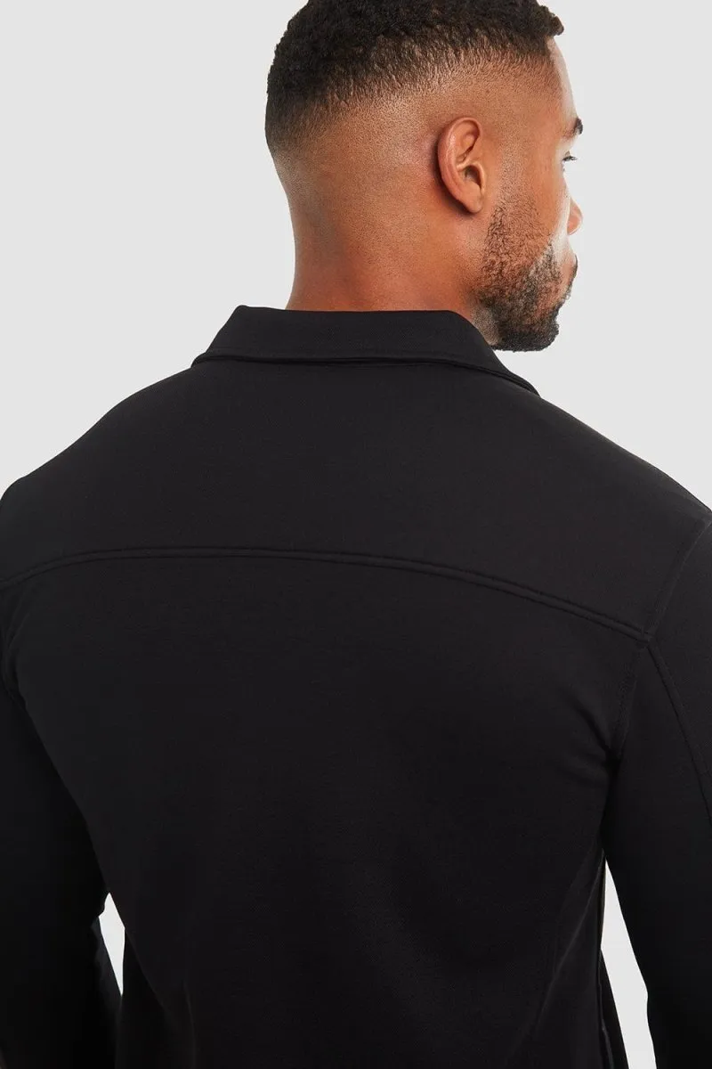 Jersey Shacket in Black