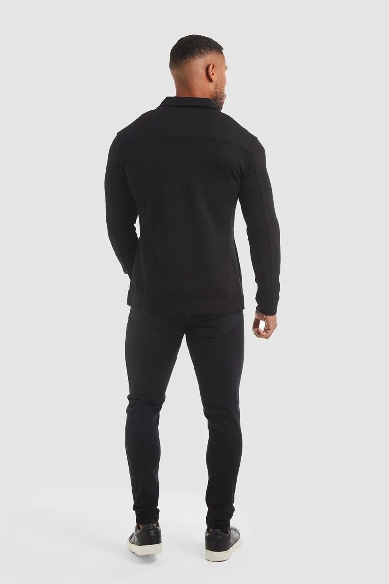 Jersey Shacket in Black