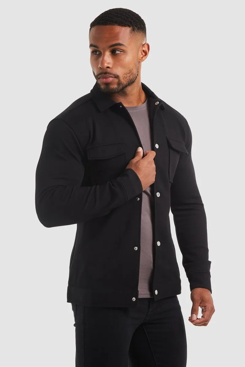 Jersey Shacket in Black