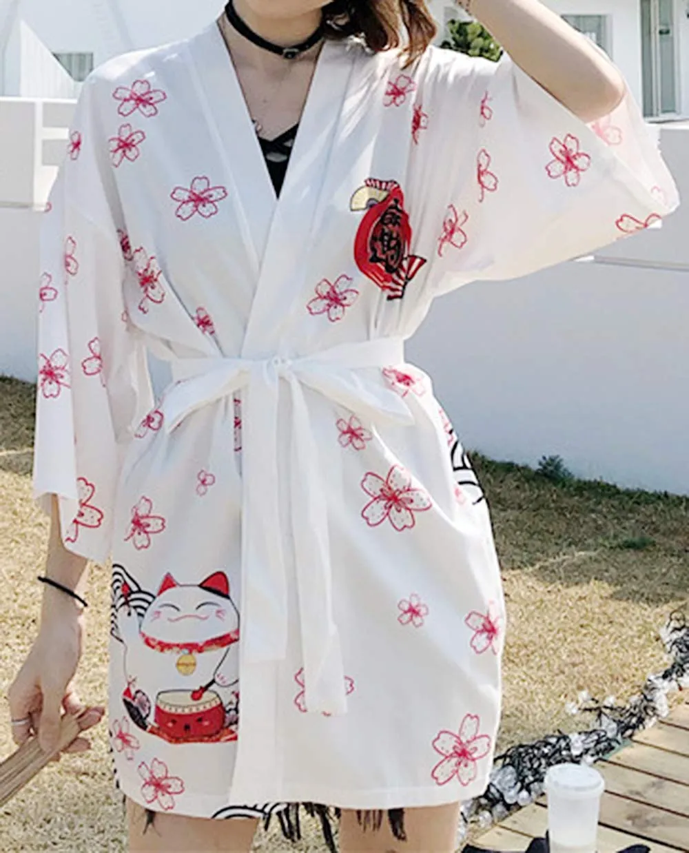 K10-Women's Lucky Cat Cardigan Kimono Cute Tops