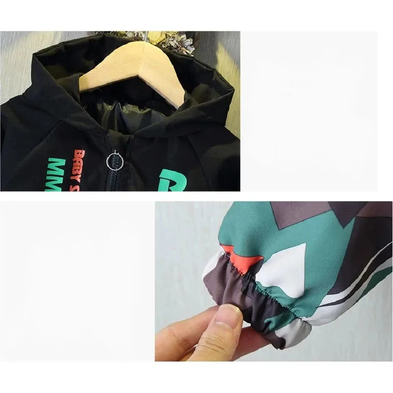 Kids Camouflage Printed Zipper Hooded Thin Jackets