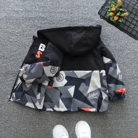 Kids Camouflage Printed Zipper Hooded Thin Jackets