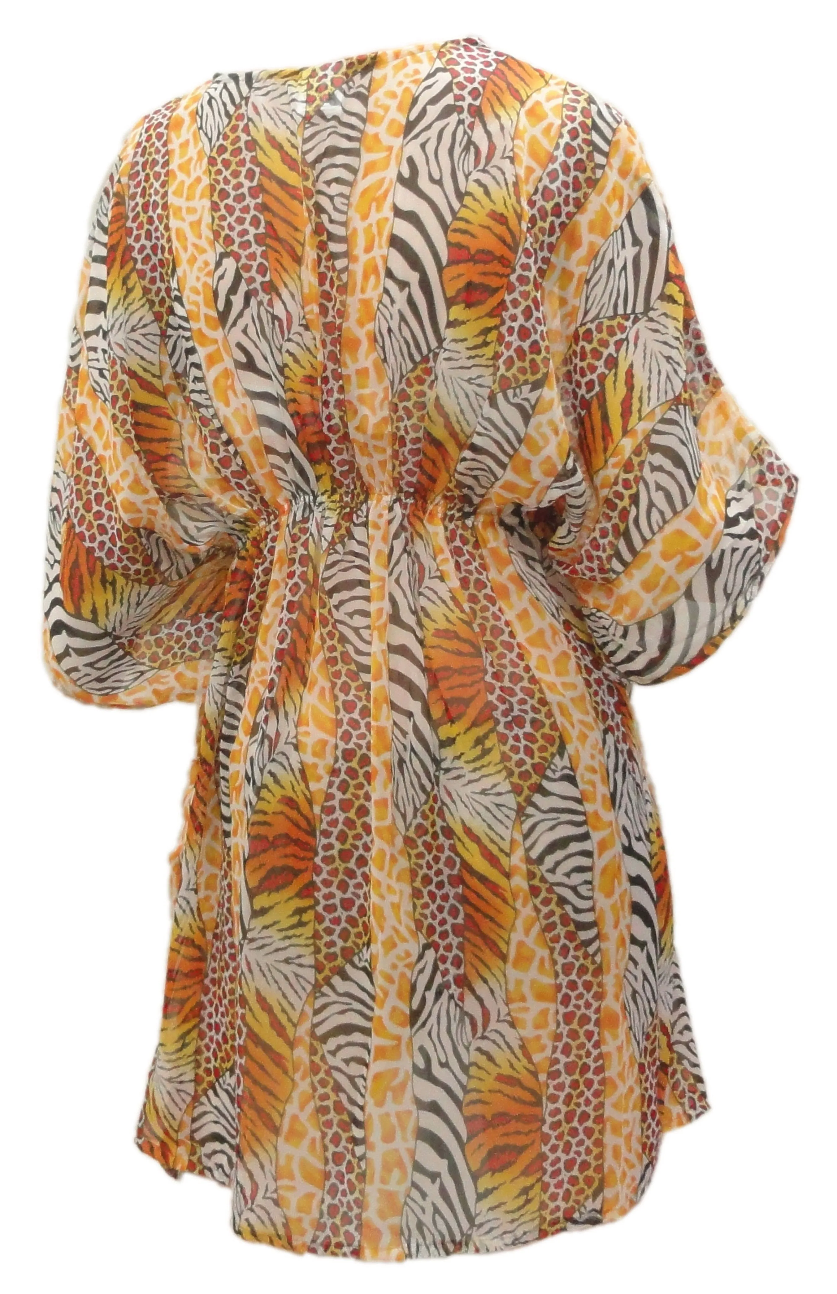 La Leela LIGHTWEIGHT CHIFFON Dancing Paisley Cover up Bikini Swimsuit Orange