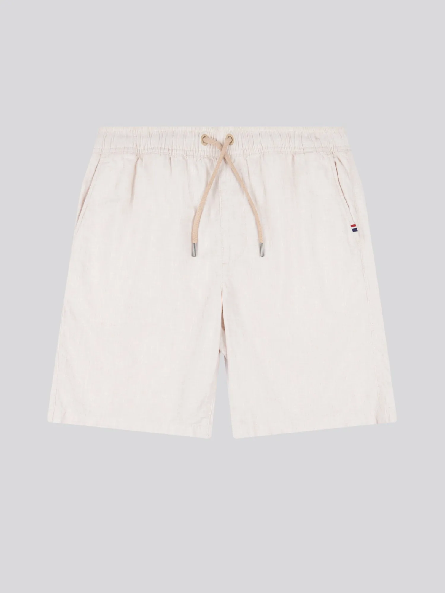 Mens Linen Blend Drawstring Short in Doeskin