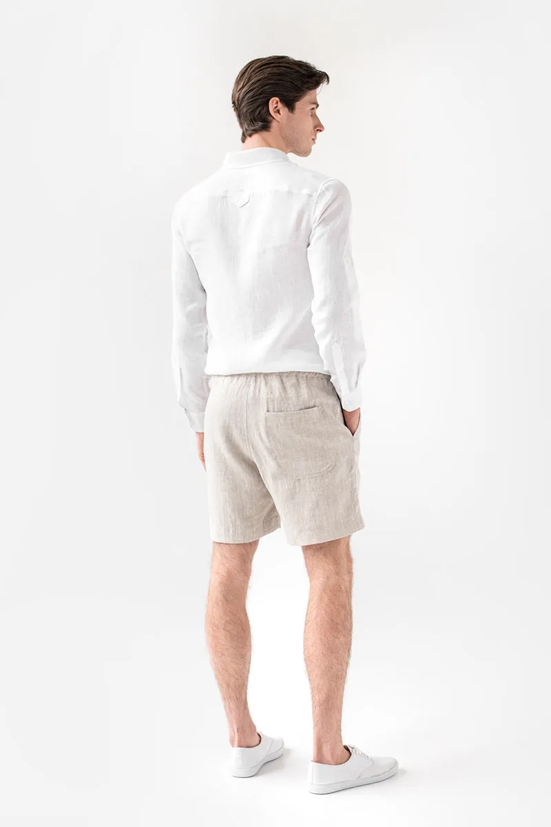 Men's linen shorts STOWE in Natural melange