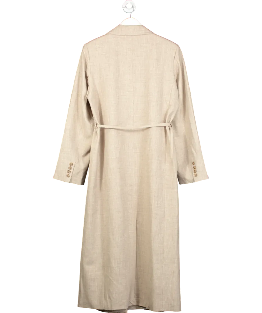NA-KD Beige Long Belted Detail Coat UK 12