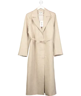 NA-KD Beige Long Belted Detail Coat UK 12