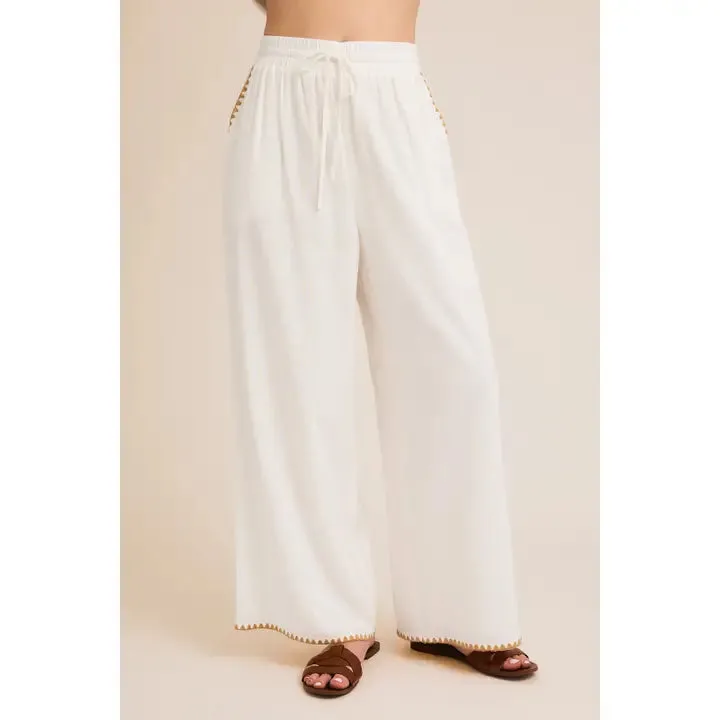 NB Stitch Detail Linen Wide Pants