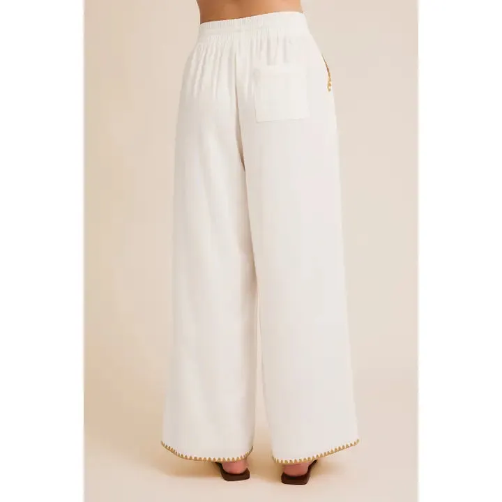 NB Stitch Detail Linen Wide Pants