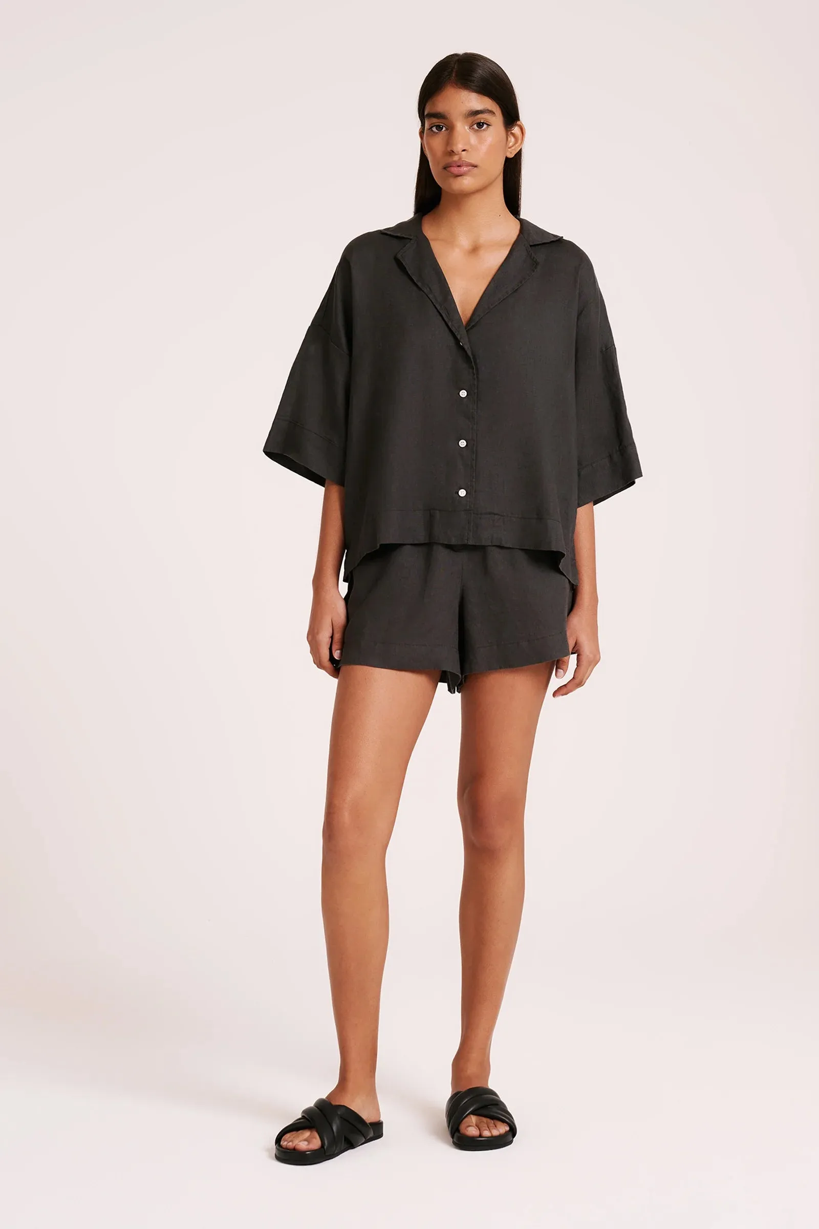 NUDE LUCY - Lounge Linen Short - COAL