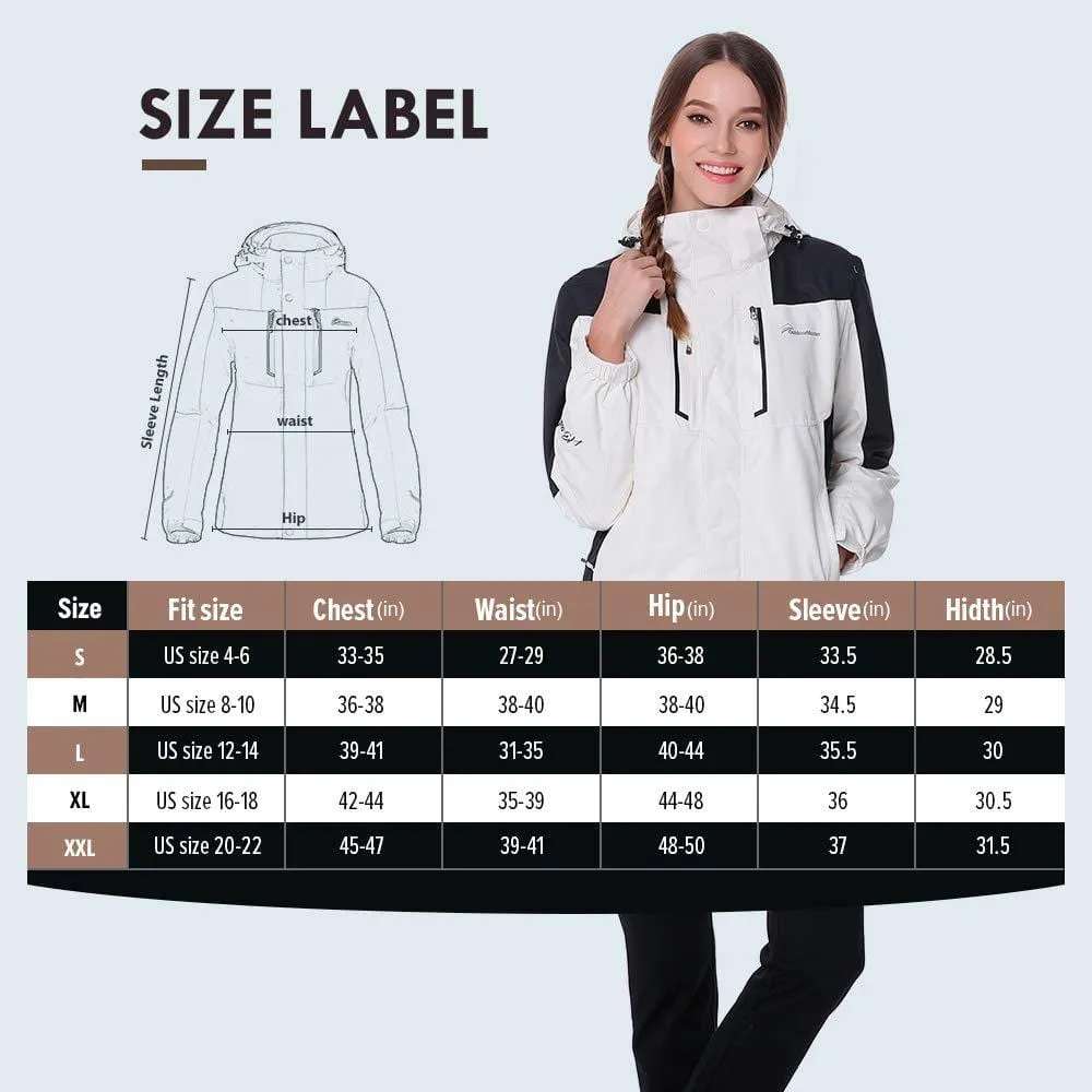 OutdoorMaster Women's 3-in-1 Ski Jacket - Winter Jacket Set with Fleece Liner Jacket & Hooded Waterproof Shell - for Women (Off White,L)