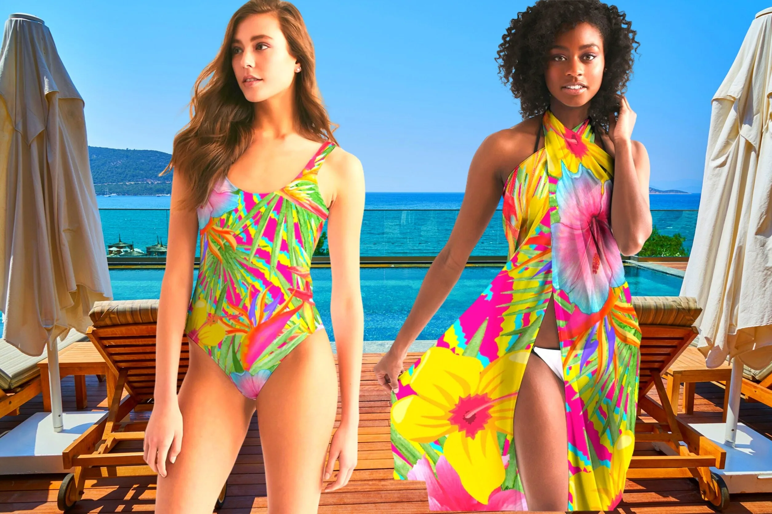 Paradise Island Floral Swimsuit Cover Up