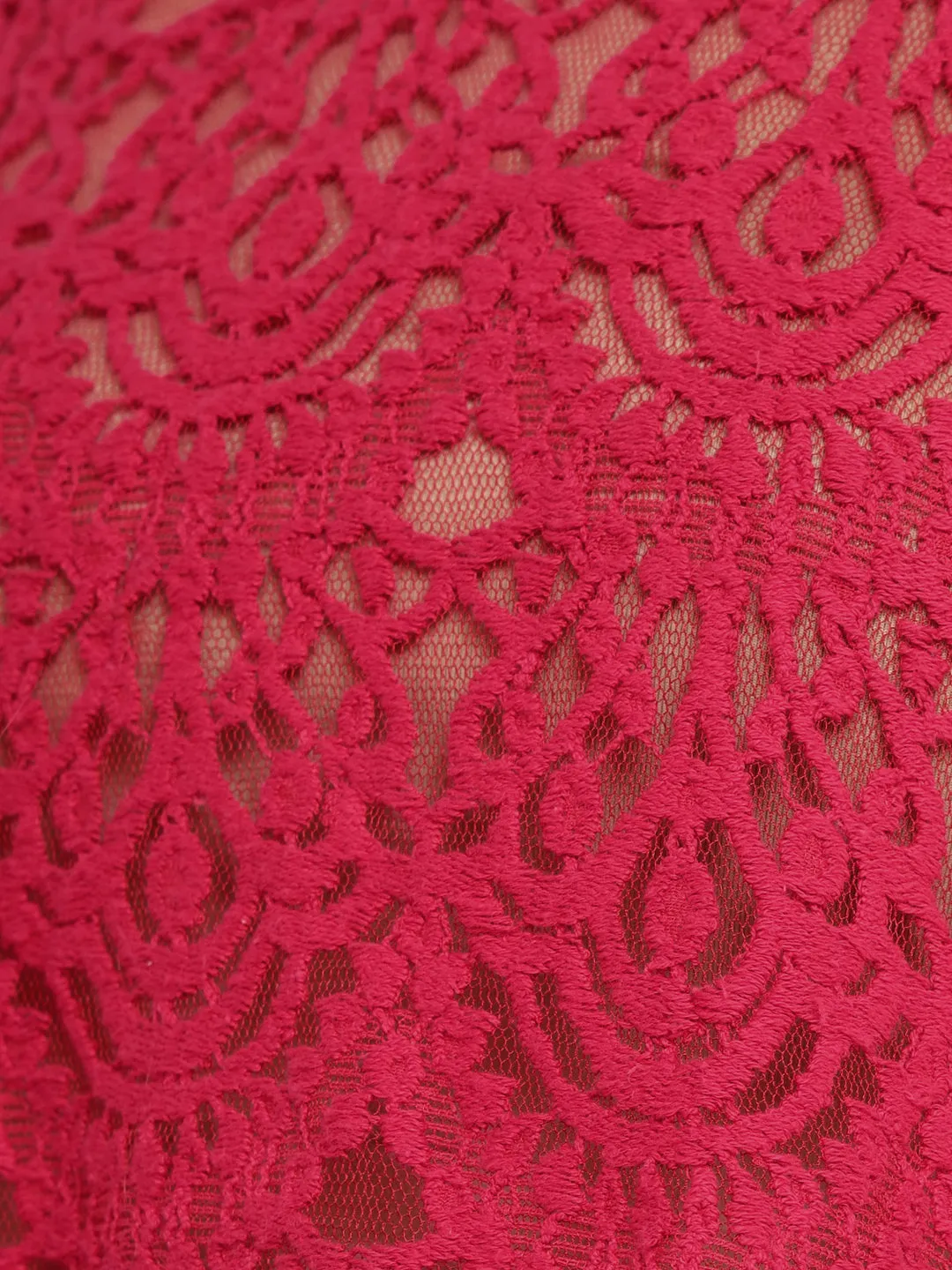 Porsorte Womens Red Crochet Lace Top ( No inner)