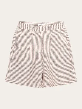 POSEY wide high-rise striped linen shorts - GOTS/Vegan - Brown stripe