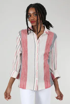 Quinne Parallel Shirt, Ecru/Red