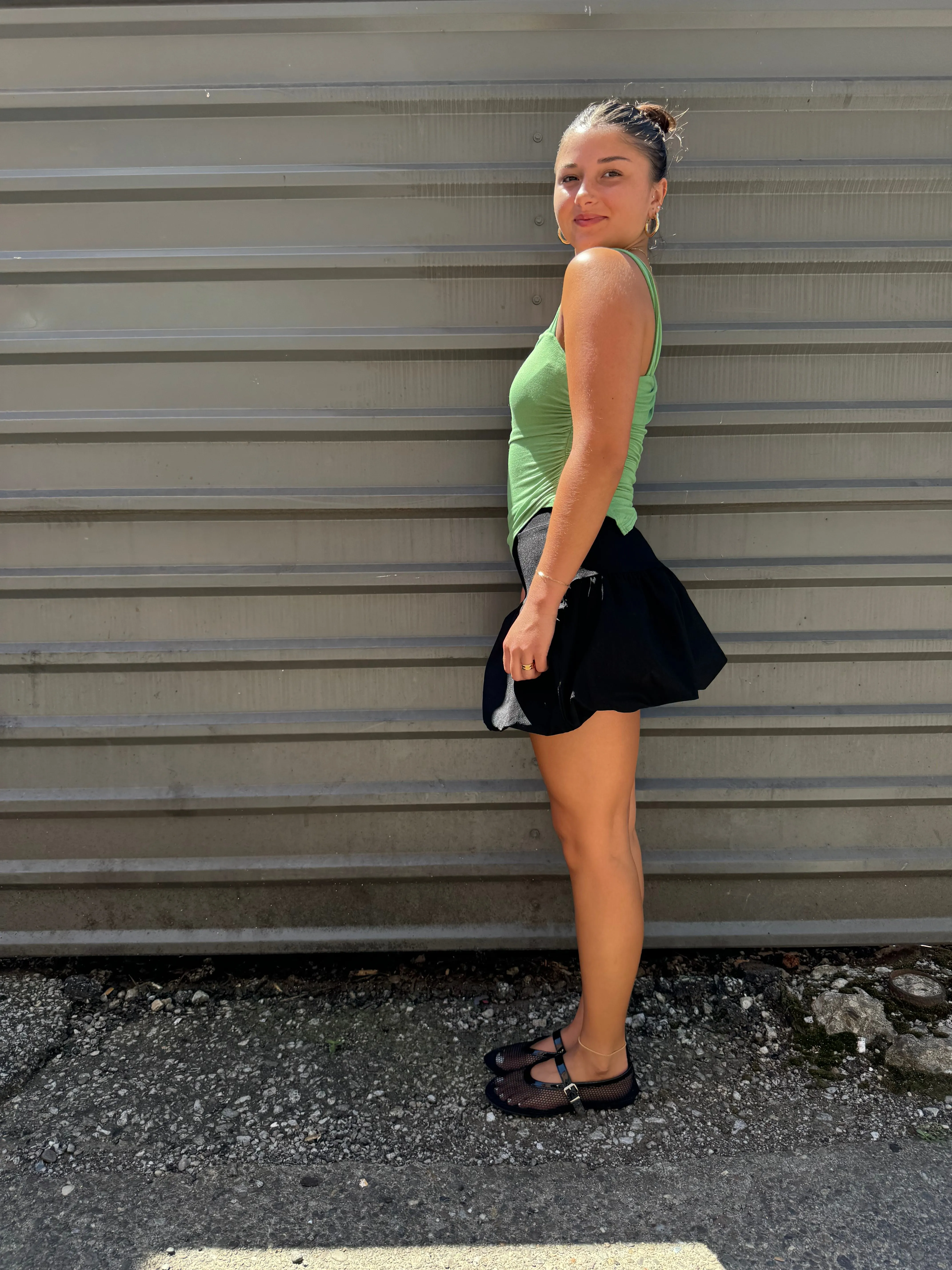 SCHOOLED BUBBLE MINI SKIRT IN BLACK