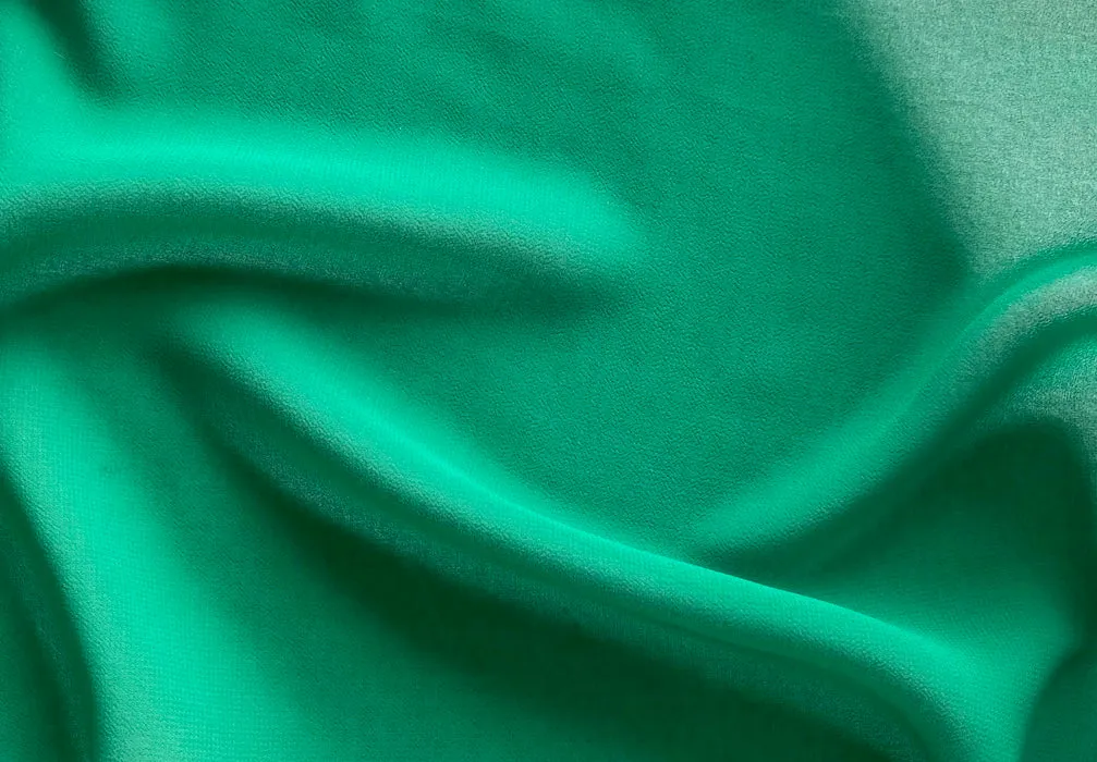Semi-Sheer Vivid Jungle Green Polyester Chiffon Georgette