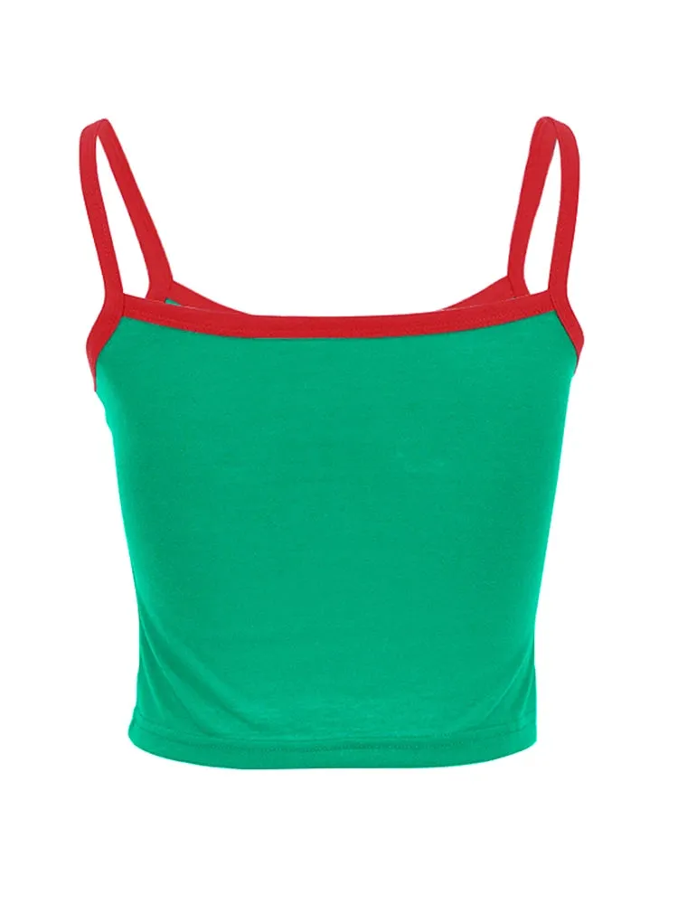 Sexy Green Letter Print Crop Top – Women's Summer Sleeveless Camis, Casual Y2K Streetwear