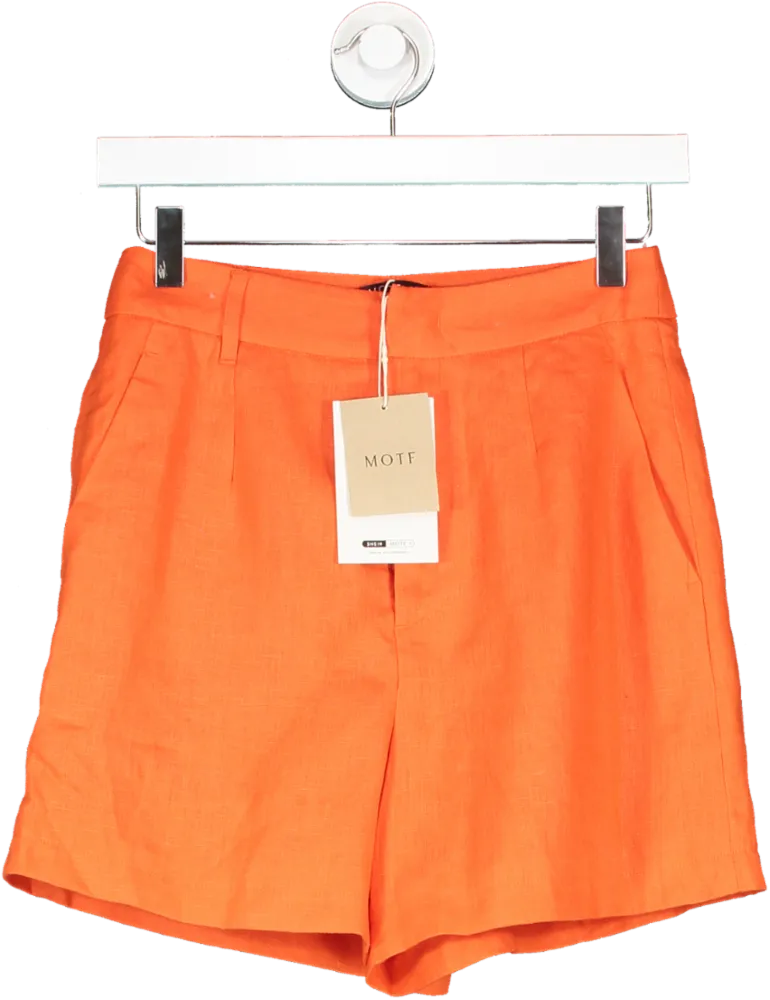 SHEIN Orange Linen Shorts UK XS