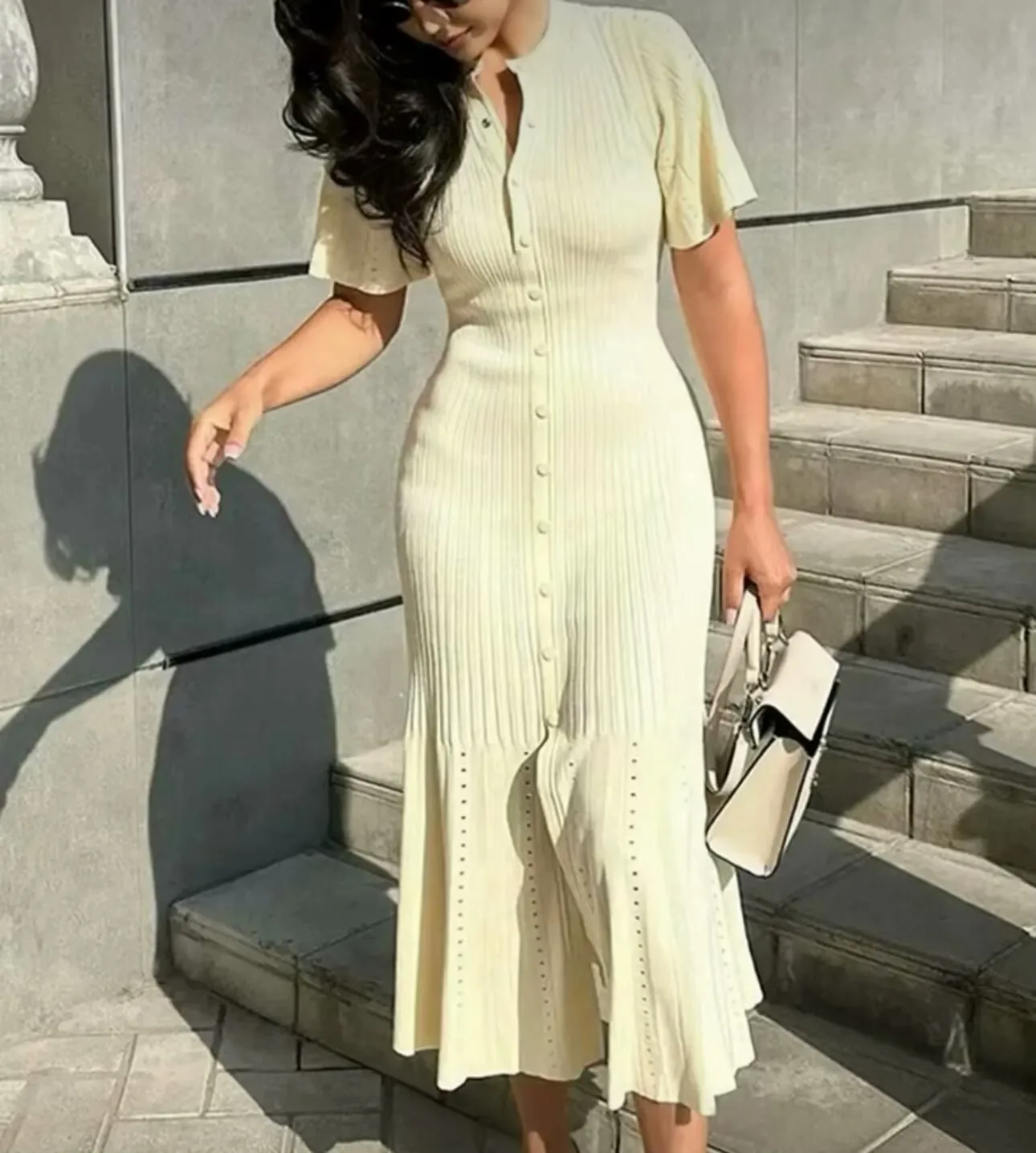Simple Thin Knitted Midi Dress