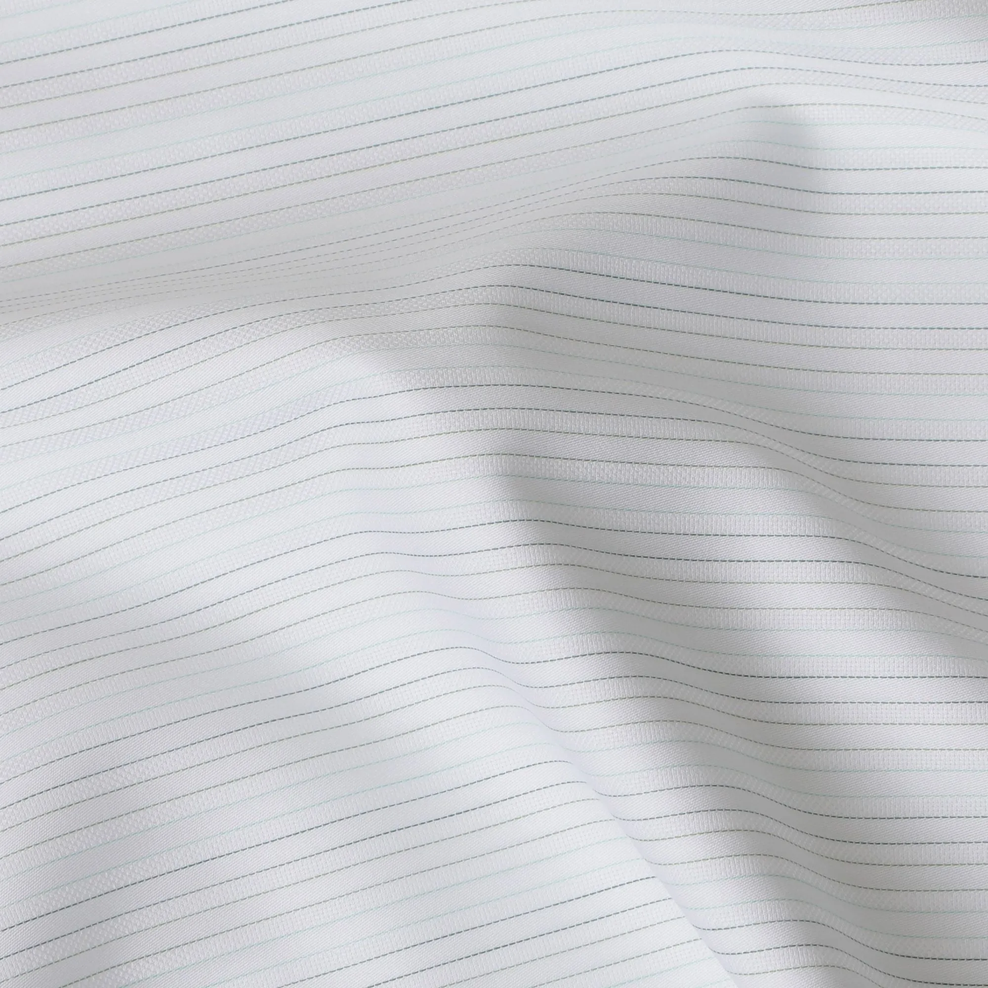 Sophisticated Silver-Grey Pinstripe 100% Cotton Shirting Fabric - Sleek Design, 150cm Width-D18574