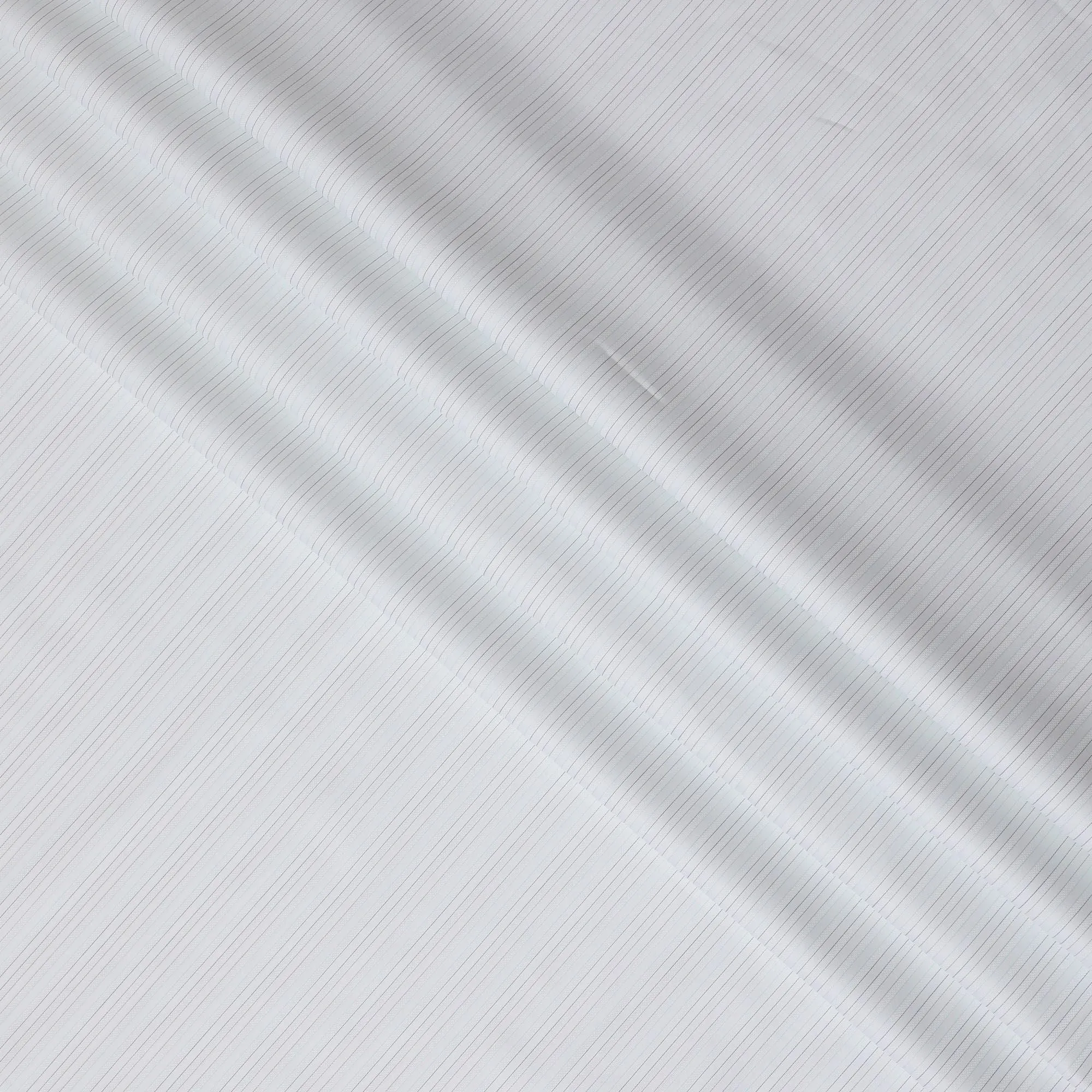 Sophisticated Silver-Grey Pinstripe 100% Cotton Shirting Fabric - Sleek Design, 150cm Width-D18574