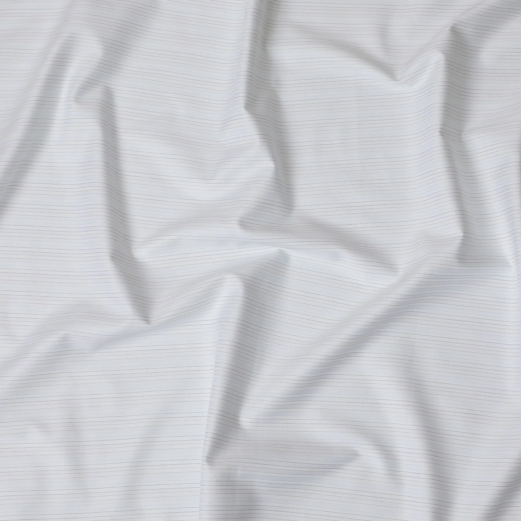 Sophisticated Silver-Grey Pinstripe 100% Cotton Shirting Fabric - Sleek Design, 150cm Width-D18574