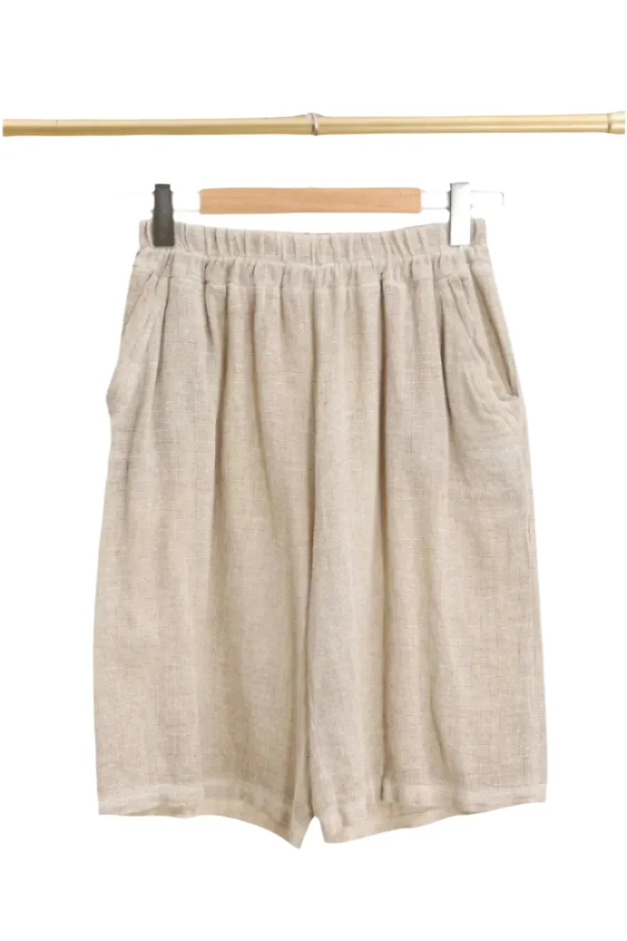 Washed Loose Fit Linen & Cotton One Size Bermuda Shorts