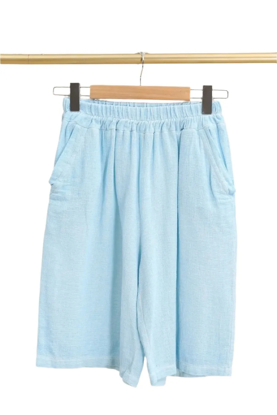 Washed Loose Fit Linen & Cotton One Size Bermuda Shorts