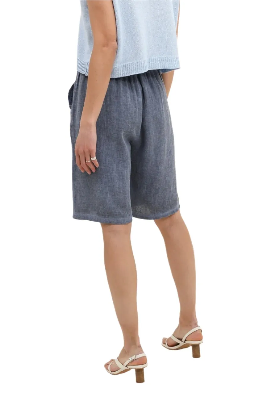 Washed Loose Fit Linen & Cotton One Size Bermuda Shorts