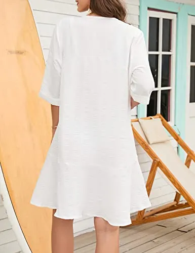 White Flowy Beach Dress: Women's Swimsuit Cover Up