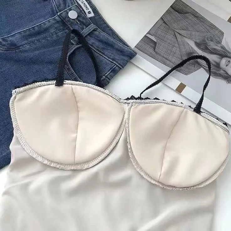 Wjczt Vintage Lace Tank Top Sexy Thin Breathable Beautiful Back Camisole Push Up Wireless Clothing 2022 New