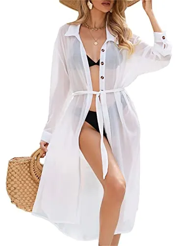 Women's Beach Kimonos: Long Sleeve Swim Cover Up