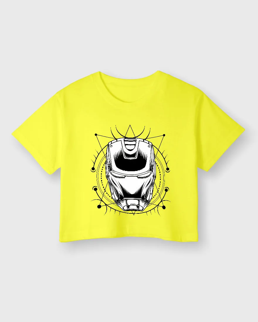 Womens Cropped TShirt Movies Ironman Helmet