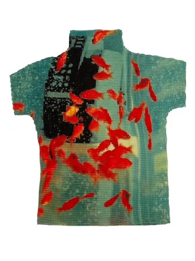 Women’s Tie-Dye Bodycon Crop Top – Short Sleeve Y2K Coquette Kawaii Aesthetic Tee