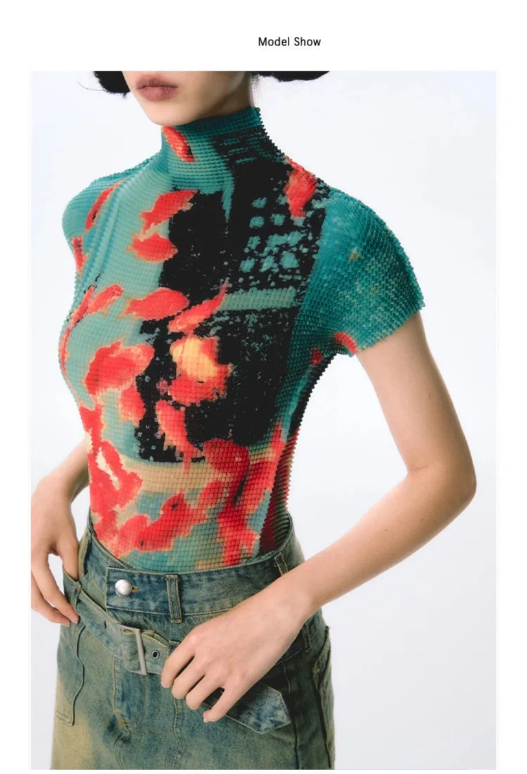 Women’s Tie-Dye Bodycon Crop Top – Short Sleeve Y2K Coquette Kawaii Aesthetic Tee