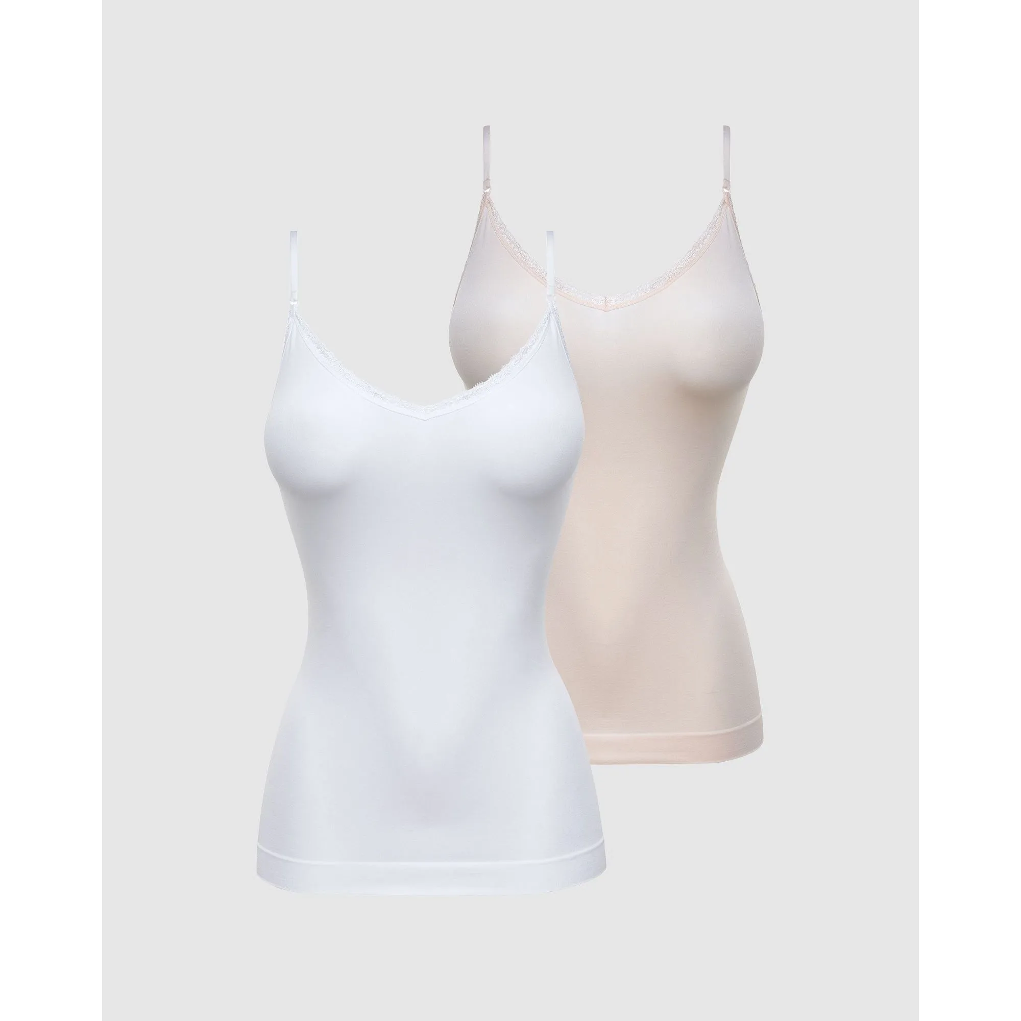 Zen Attitude Lace Trim V Neck Camisole - 2 Pack