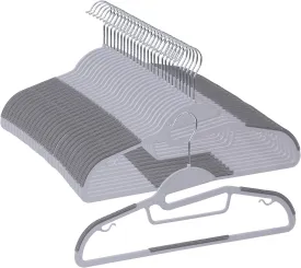 ZENY™ 50 Pack Coat Hangers, Heavy-Duty Plastic Suit Hangers, S-Shaped Opening Non Slip Slim Clothes Hangers with Lateral Hooks and Rubber Pads 360 Degree Swivel Hook Space Saving