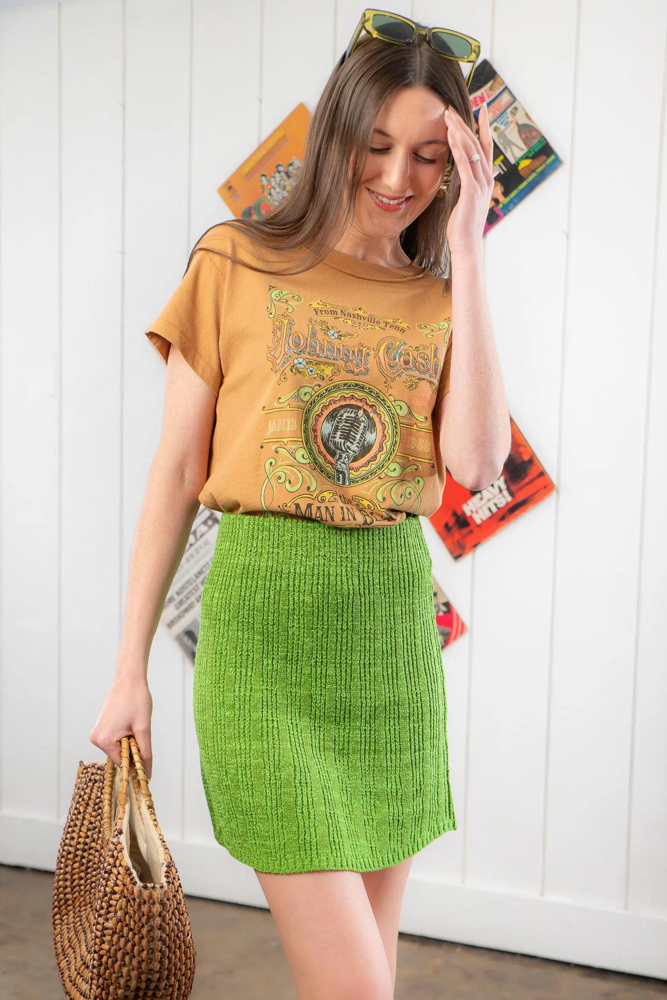 Zoe Cool Green Crochet Knit Mini Skirt