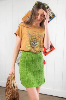 Zoe Cool Green Crochet Knit Mini Skirt